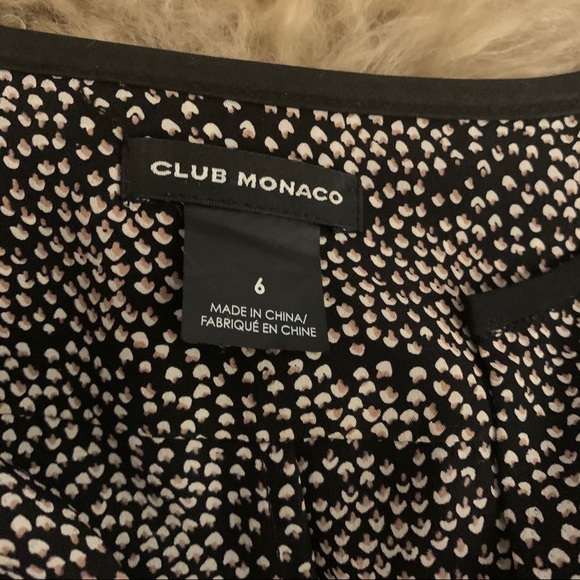 Club Monaco black and cream dots silk V neck Dress with  pockets - Picture 4 of 14